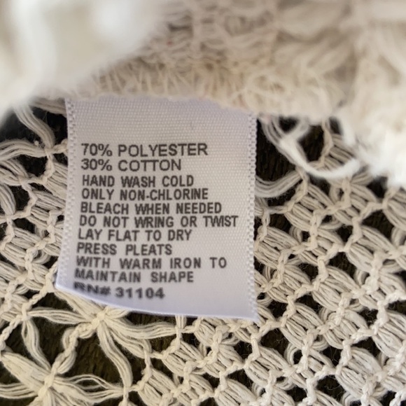 Red Camel Ecru Texture Chunky Open Weave Crochet Top Boho Cap Sleeve Sz M - Picture 6 of 9